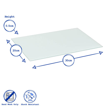 Rectangle Glass Chopping Board - 30cm x 20cm - Clear