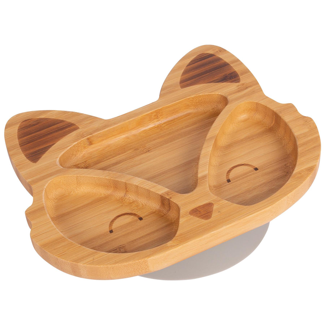 Bamboo Fox Baby Feeding Plate with Grey Suction Cup