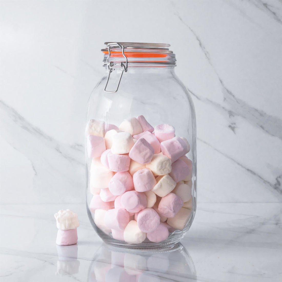 3L Classic Clip-Top Glass Storage Jars with Orange Seals - Pack of 3
