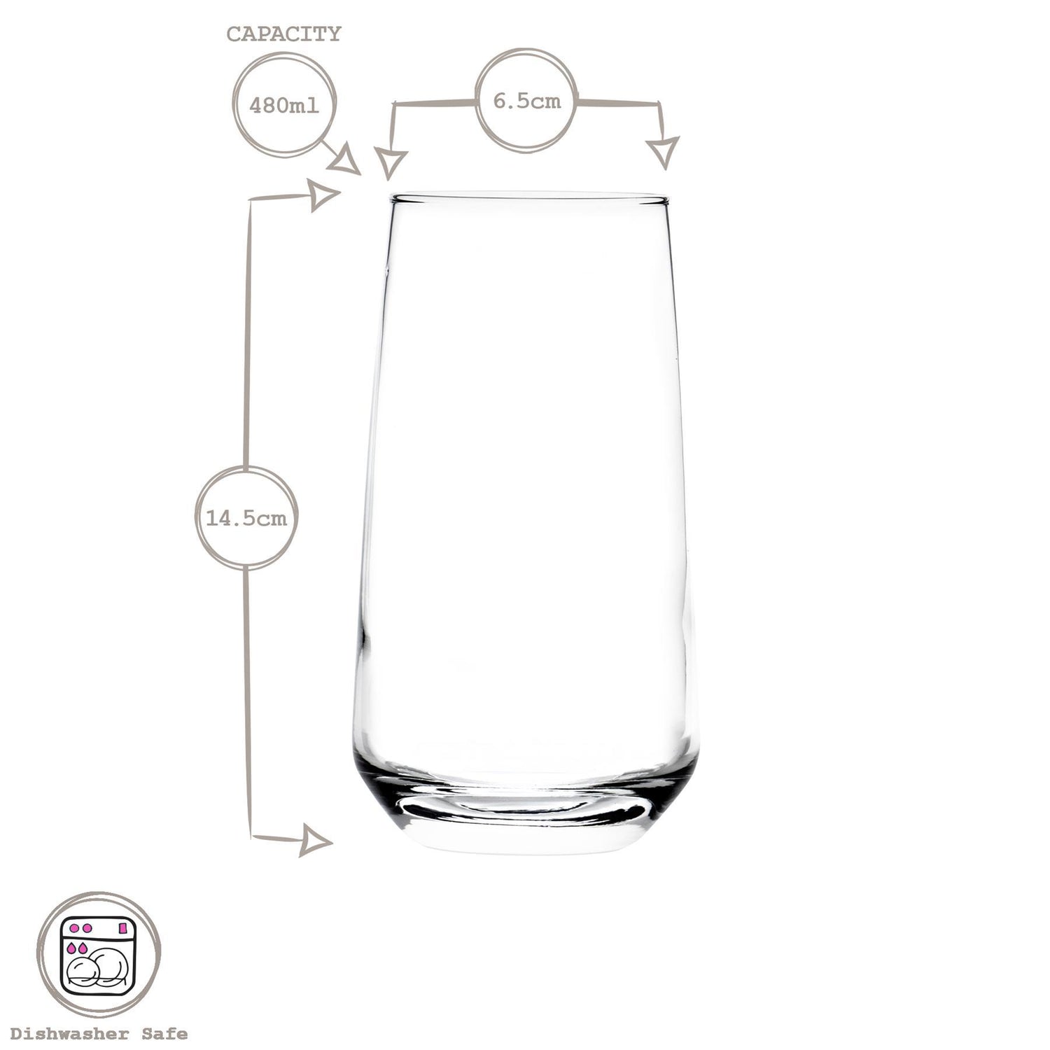 480ml Lal Highball Glasses - Pack of Six