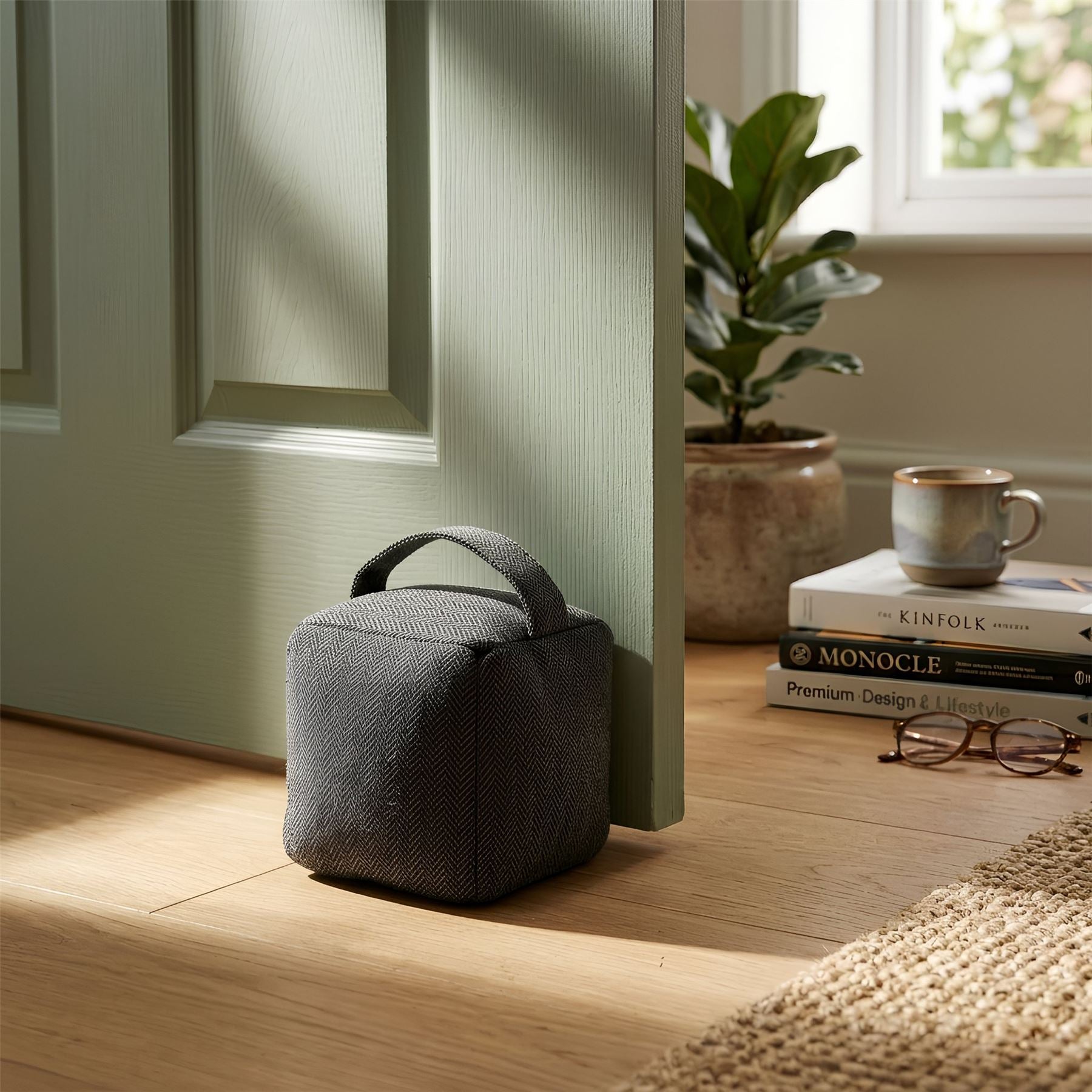 Grey Cubic Herringbone Door Stop