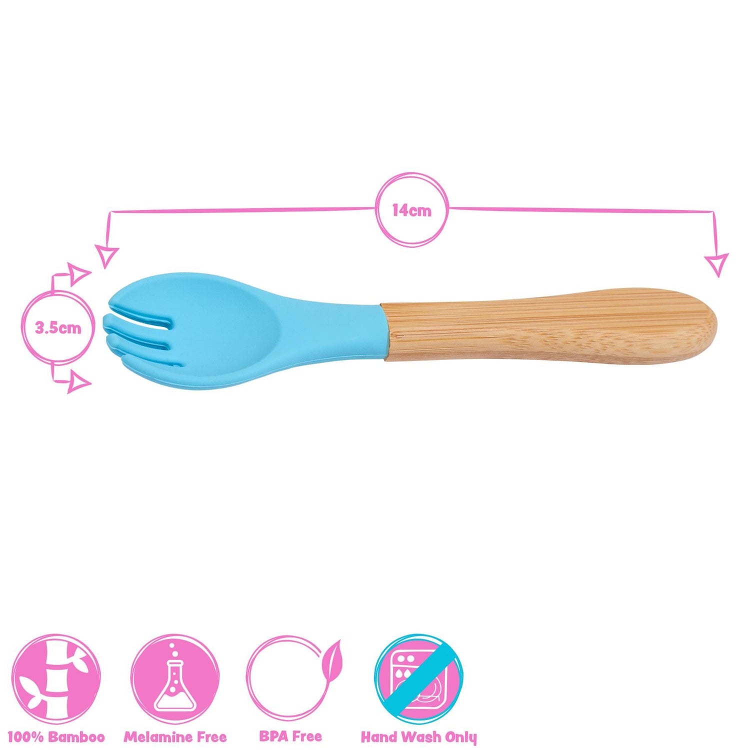 2pc Bamboo Baby Weaning Fork &amp; Spoon Set