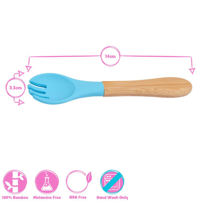 2pc Bamboo Baby Weaning Fork &amp; Spoon Set