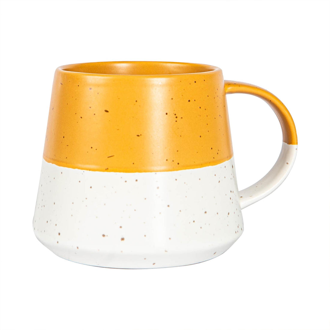 370ml Mustard Two-Tone Flecked Stoneware Belly Mug