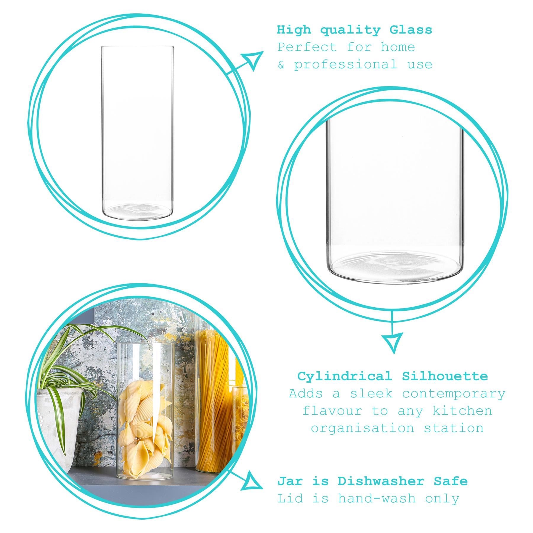 1.5L Scandi Glass Storage Jars - Pack of 3