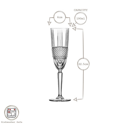 190ml Brillante Glass Champagne Flutes - Pack of 6