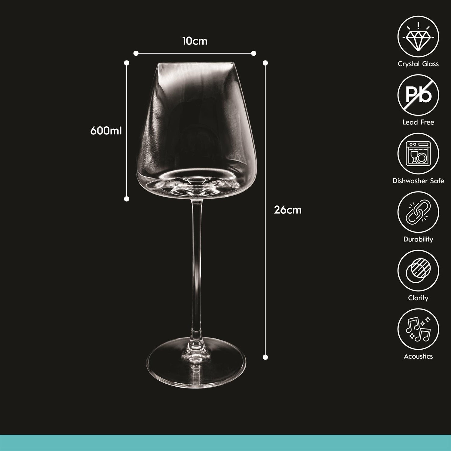 600ml Dulwich Crystal Rosé Wine Glasses - Pack of Six