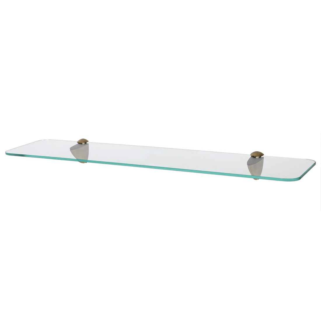 60cm Rounded Floating Glass Bathroom Shelf with Gold Brackets