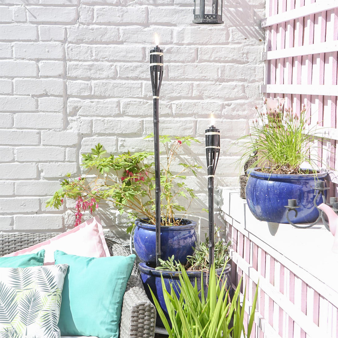 Black 60cm Bamboo Garden Fire Torches - Pack of 6