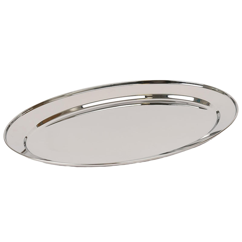 60cm x 41cm Oval Stainless Steel Serving Platter - By Argon Tableware