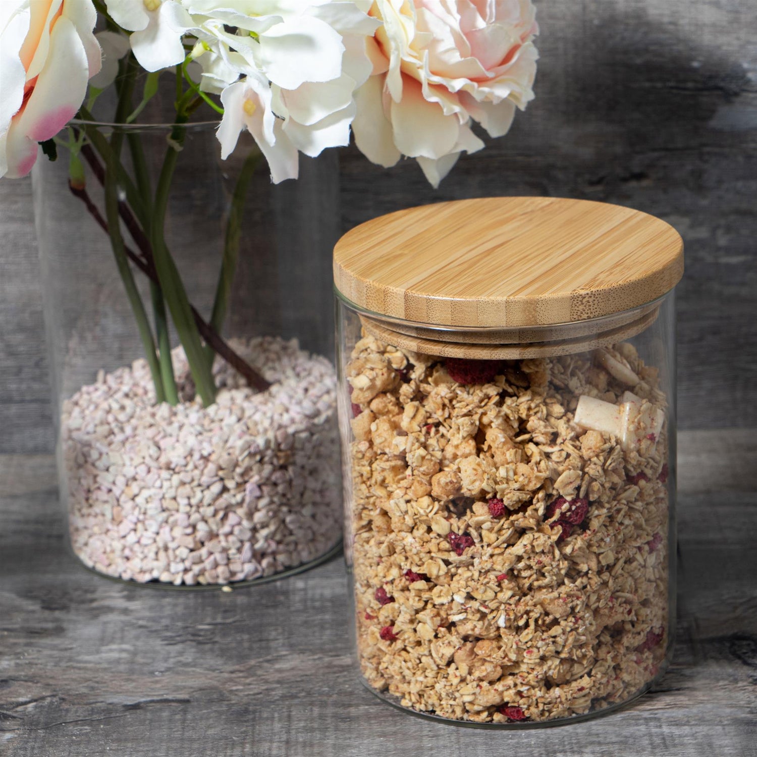 3pc Wooden Lid Storage Jar Set