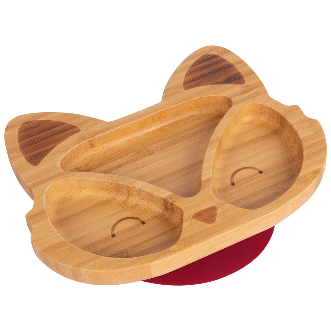 Bamboo Fox Baby Feeding Plate with Red Suction Cup