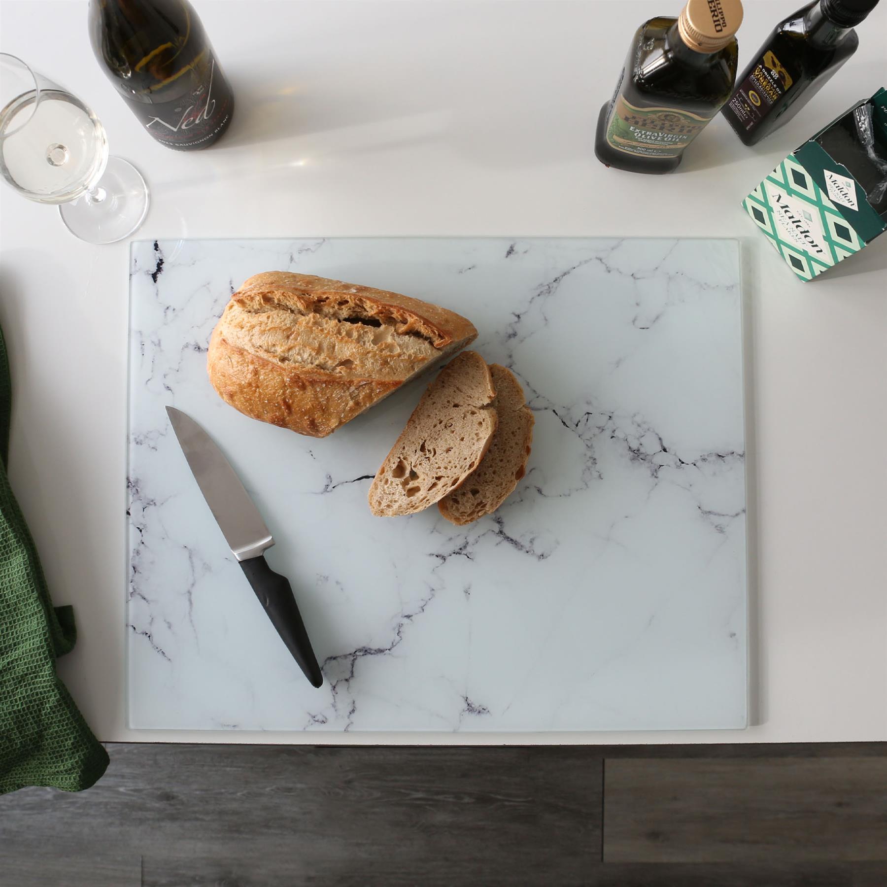 Rectangle Glass Chopping Board - 50cm x 40cm - Marble