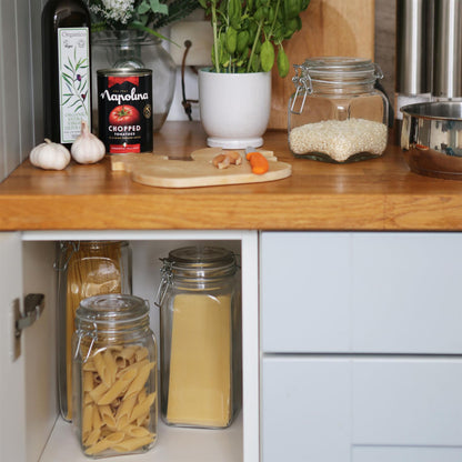 1.25L Square Glass Jar with Clip-Top Lid