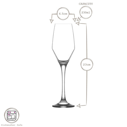 230ml Ella Glass Champagne Flutes - Pack of Six