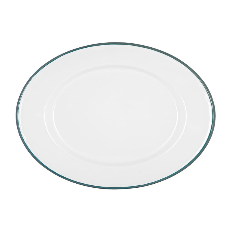 White Enamel Serving Platter - 30.5cm x 22.5cm - By Argon Tableware