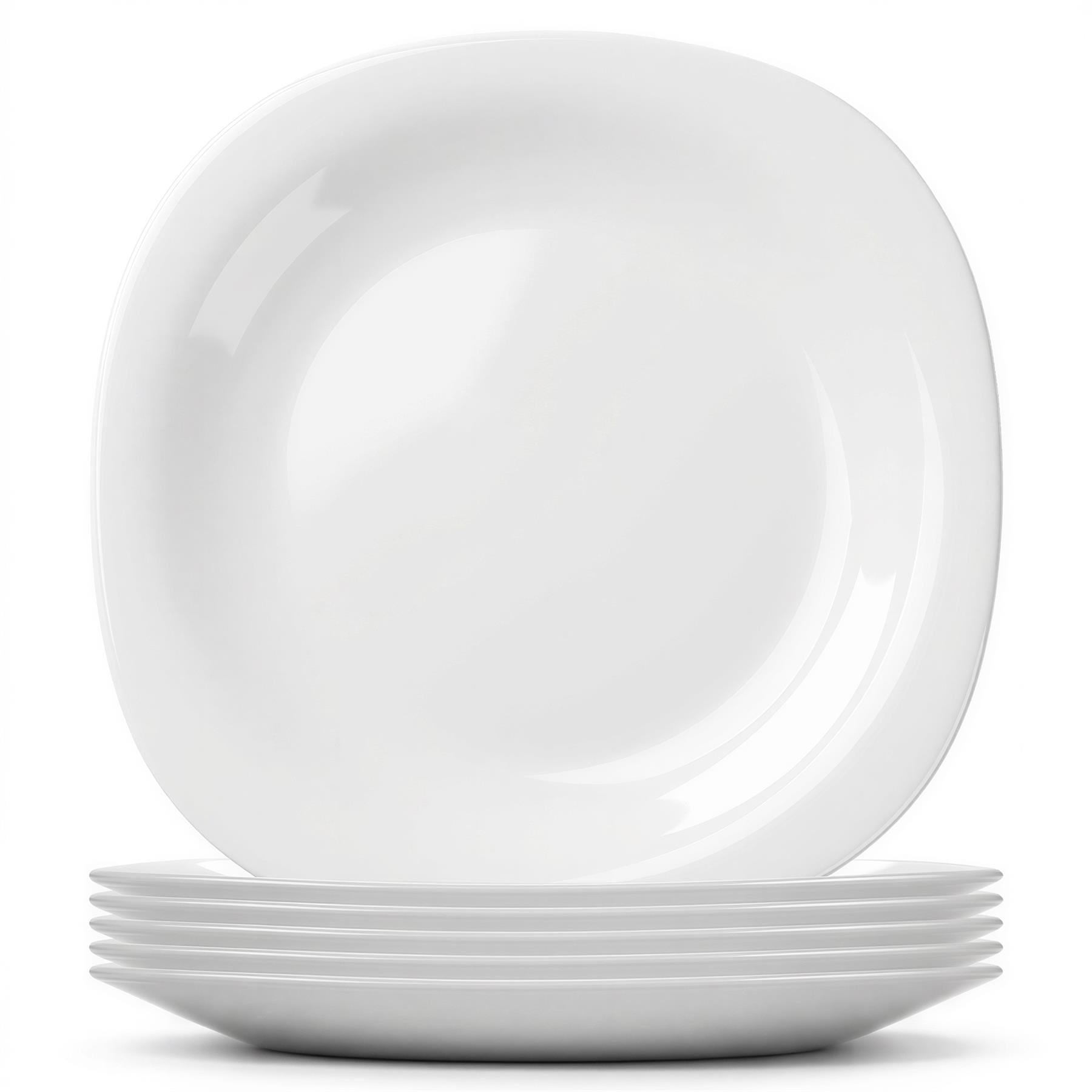 Square Opalware Dinner Plates - 26cm - White - Pack of 6