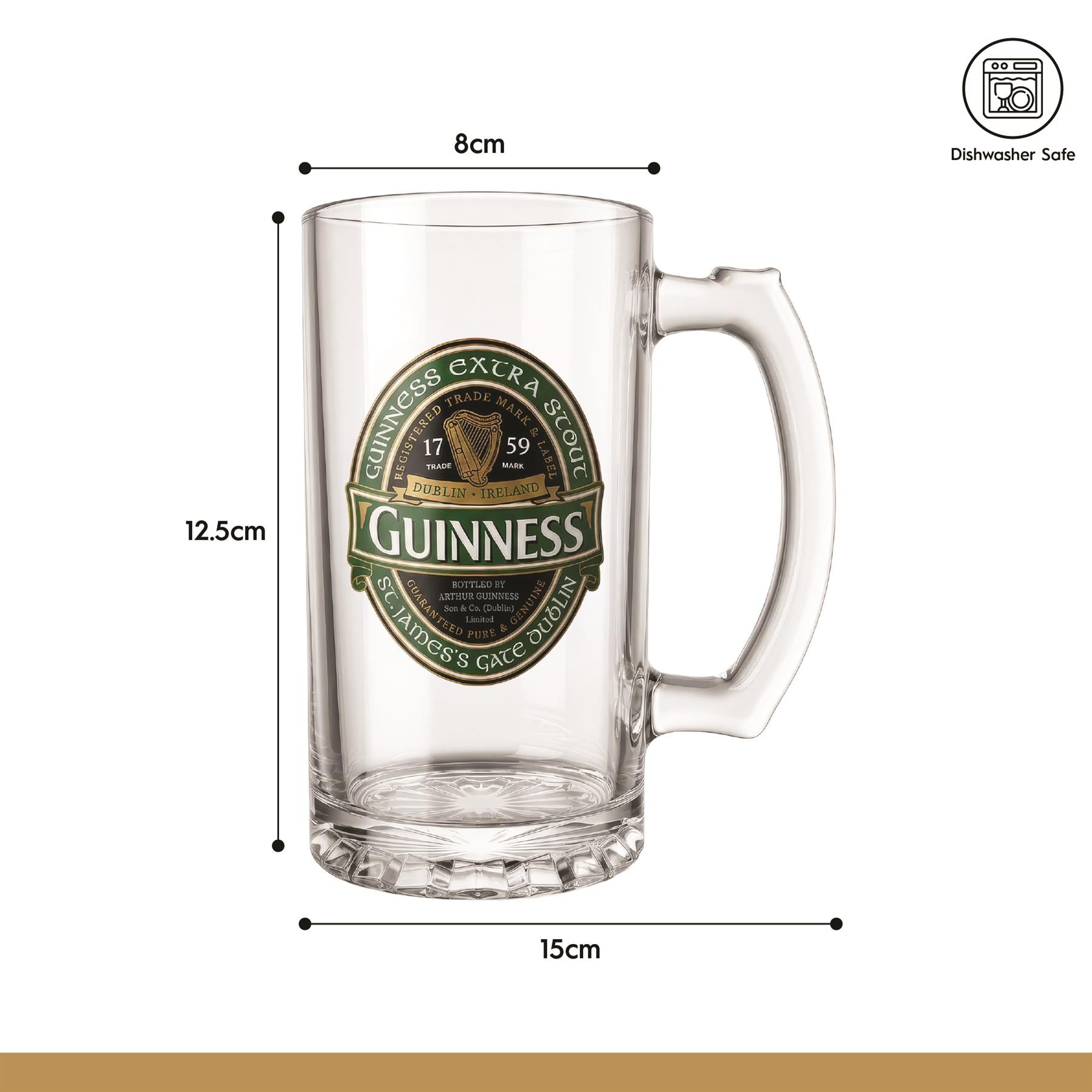 Guinness Ireland Glass Tankard with Badge