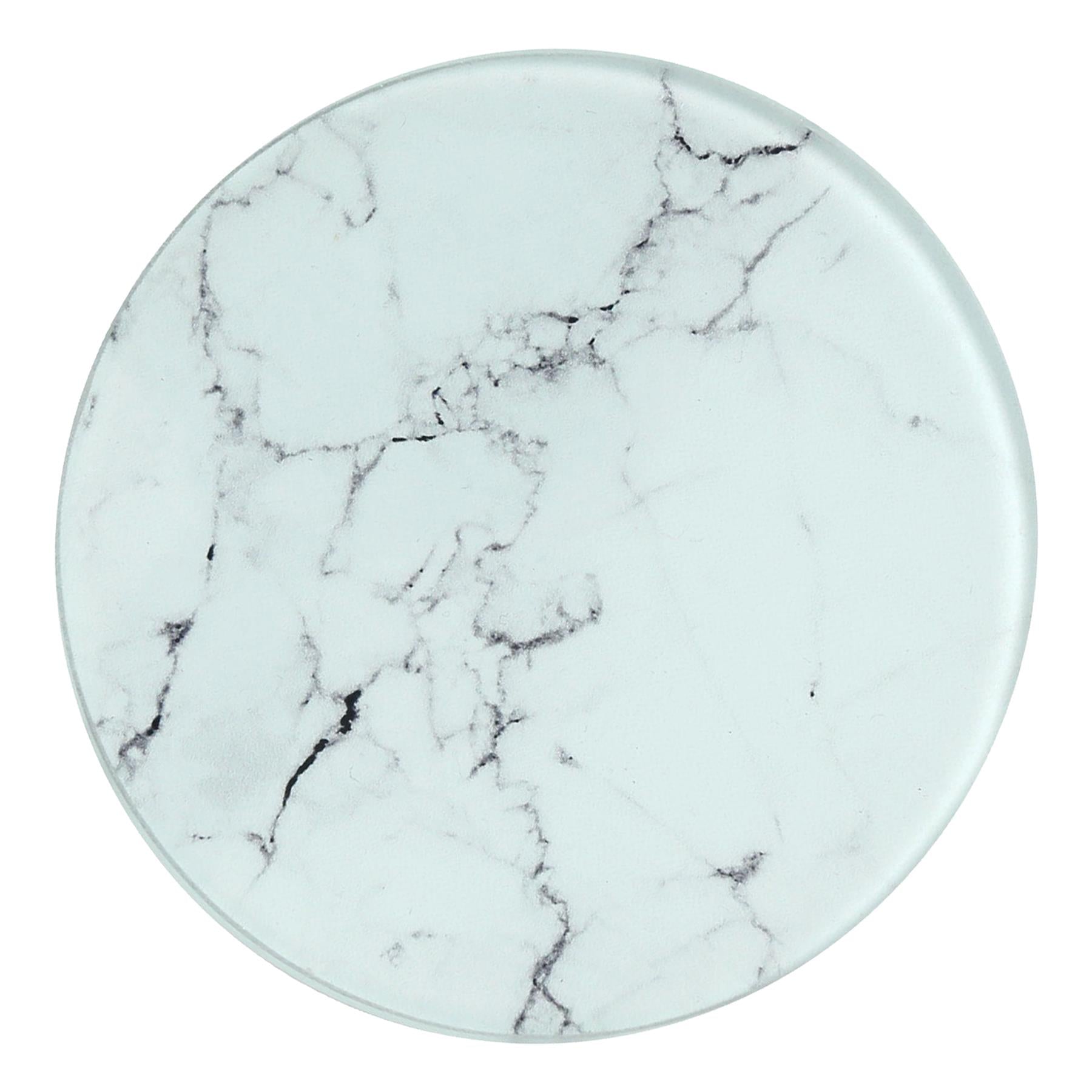 Round Glass Chopping Board - 30cm - Marble