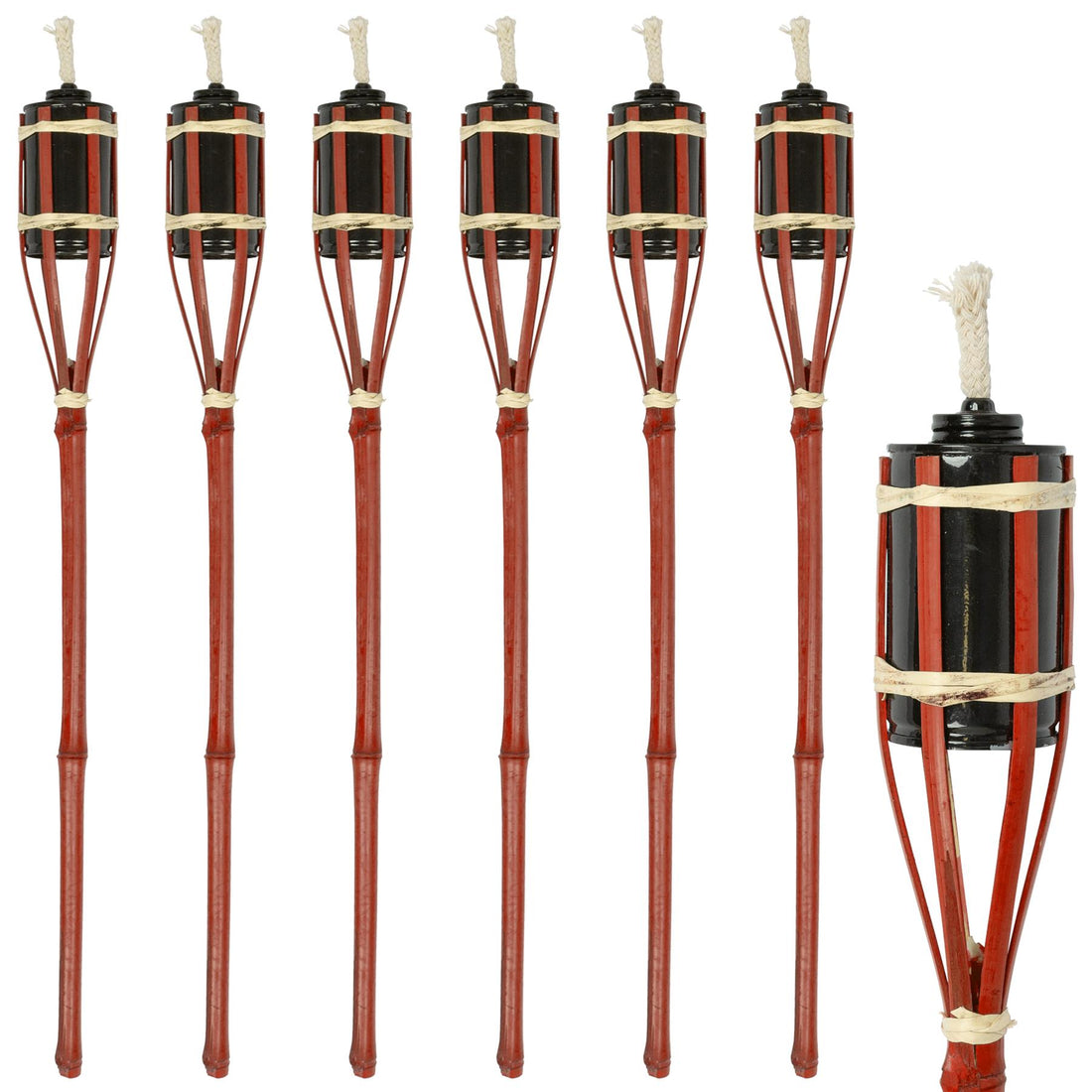 Red 60cm Bamboo Garden Fire Torches - Pack of 6