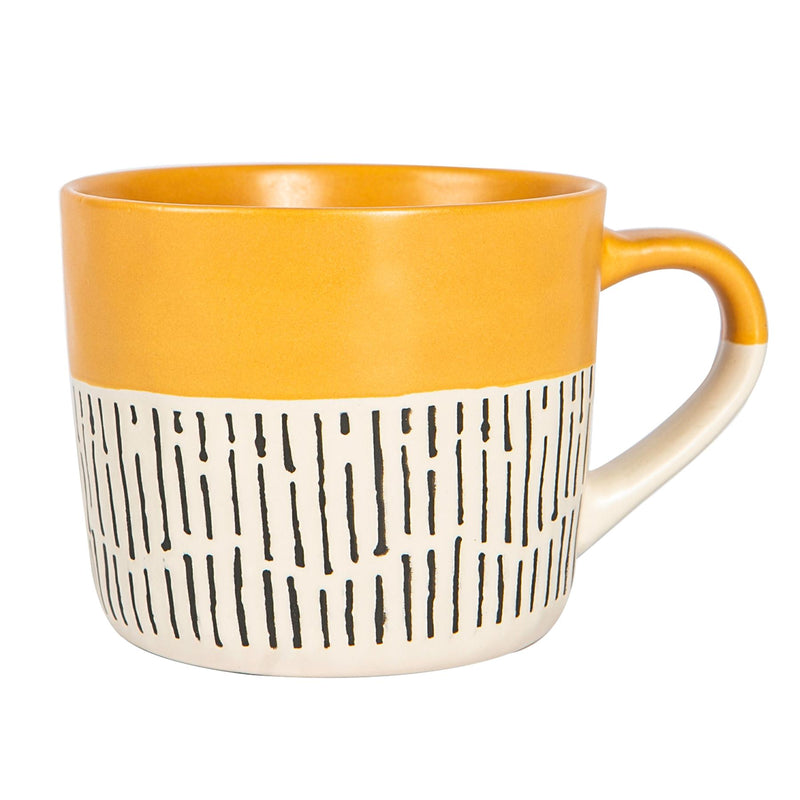 450ml Dipped Dash Stoneware Coffee Mugs - Pack of 6 - By Nicola Spring