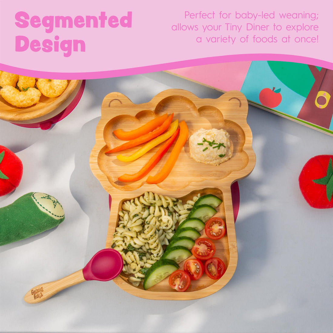 Bamboo Llama Baby Feeding Plate with Grey Suction Cup