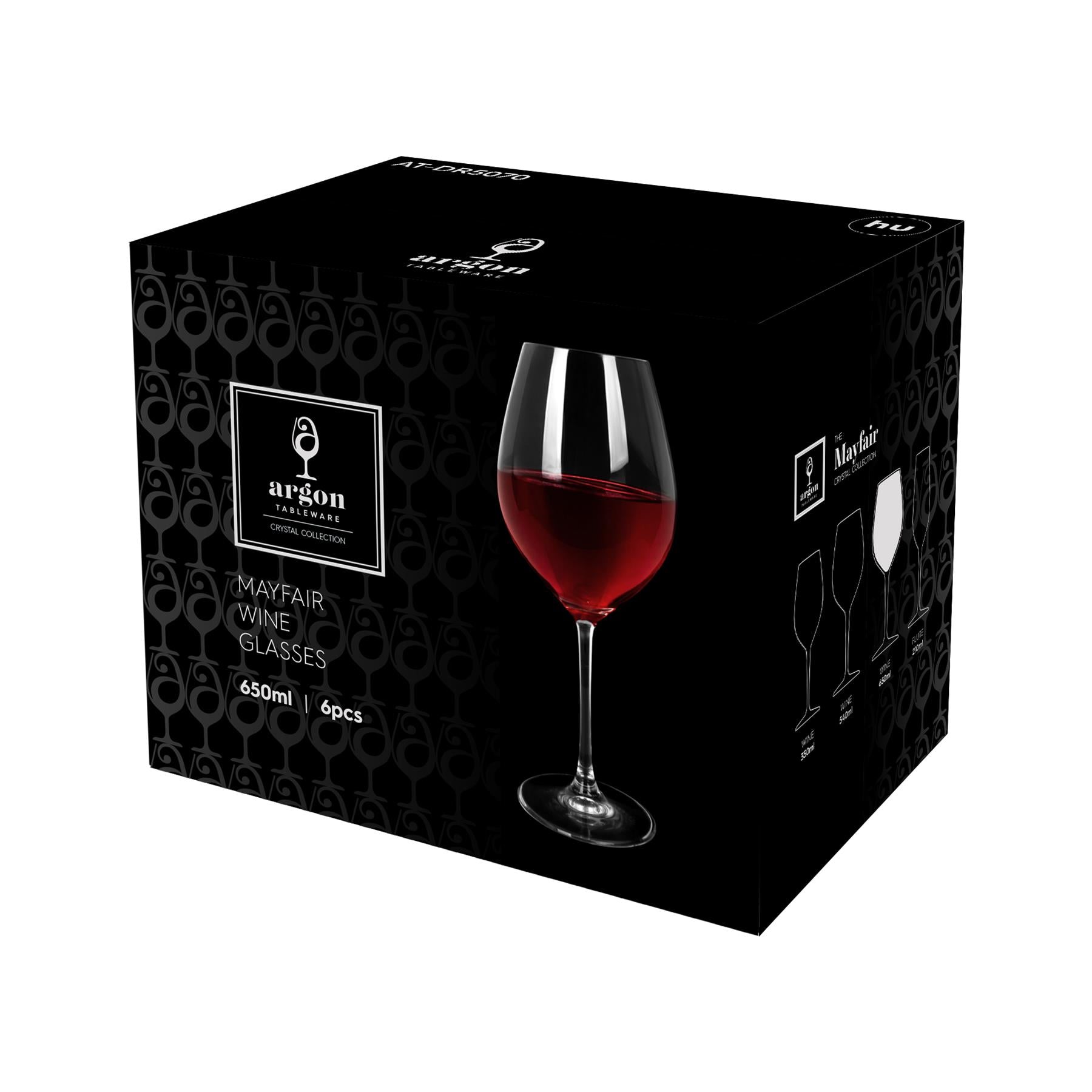 650ml Mayfair Crystal Red Wine Glasses - Pack of 6