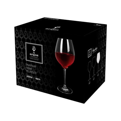 650ml Mayfair Crystal Red Wine Glasses - Pack of 6