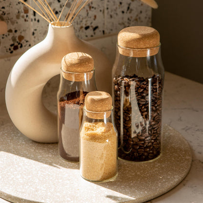 180ml Glass Storage Bottles with Cork Lid - Pack of 3