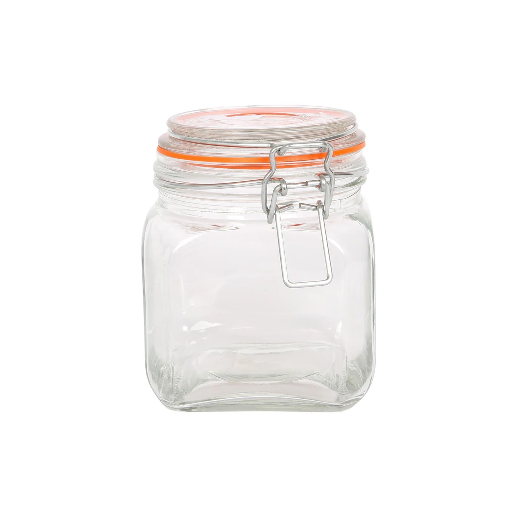 760ml Square Glass Jar with Clip-Top Lid - By Argon Tableware