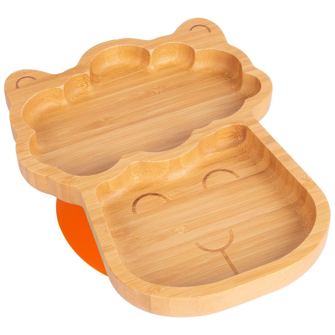Bamboo Llama Baby Feeding Plate with Orange Suction Cup