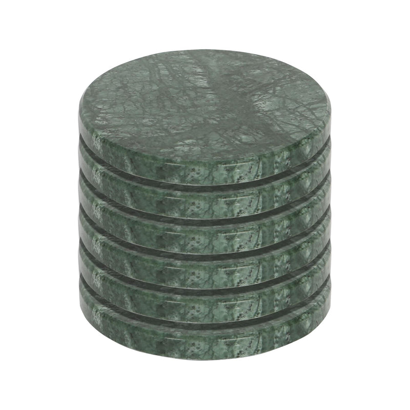 Round Marble Coasters - 10cm - Green - Pack of 6 - By Argon Tableware