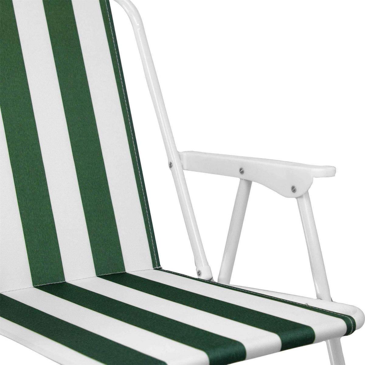 Green Stripe Folding Metal Beach Chairs - Pack of 2