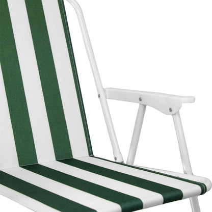 Green Stripe Folding Metal Beach Chairs - Pack of 2
