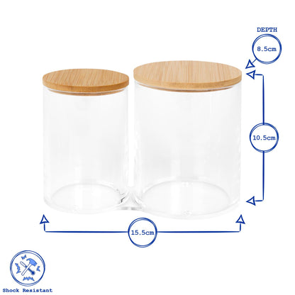 Twin Bathroom Canister with Bamboo Lid