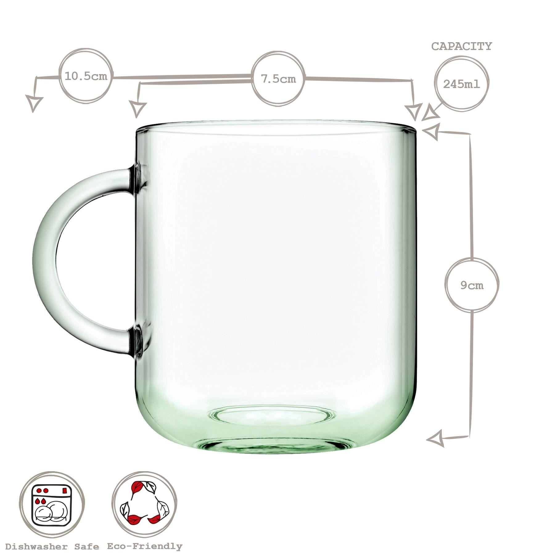 245ml Aware Iconic Recycled Glass Mugs - Green - Pack of 2