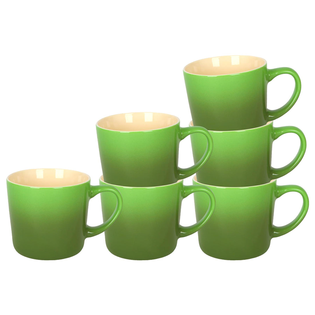 330ml Green Ombre New Bone China Mugs - Pack of 6
