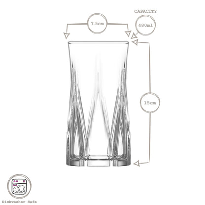 480ml Zoey Highball Glasses - Pack of 6