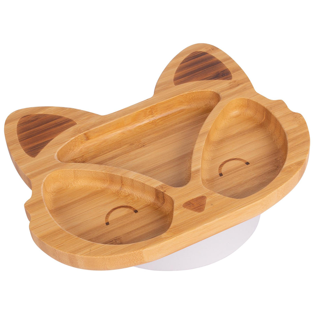 Bamboo Fox Baby Feeding Plate with White Suction Cup