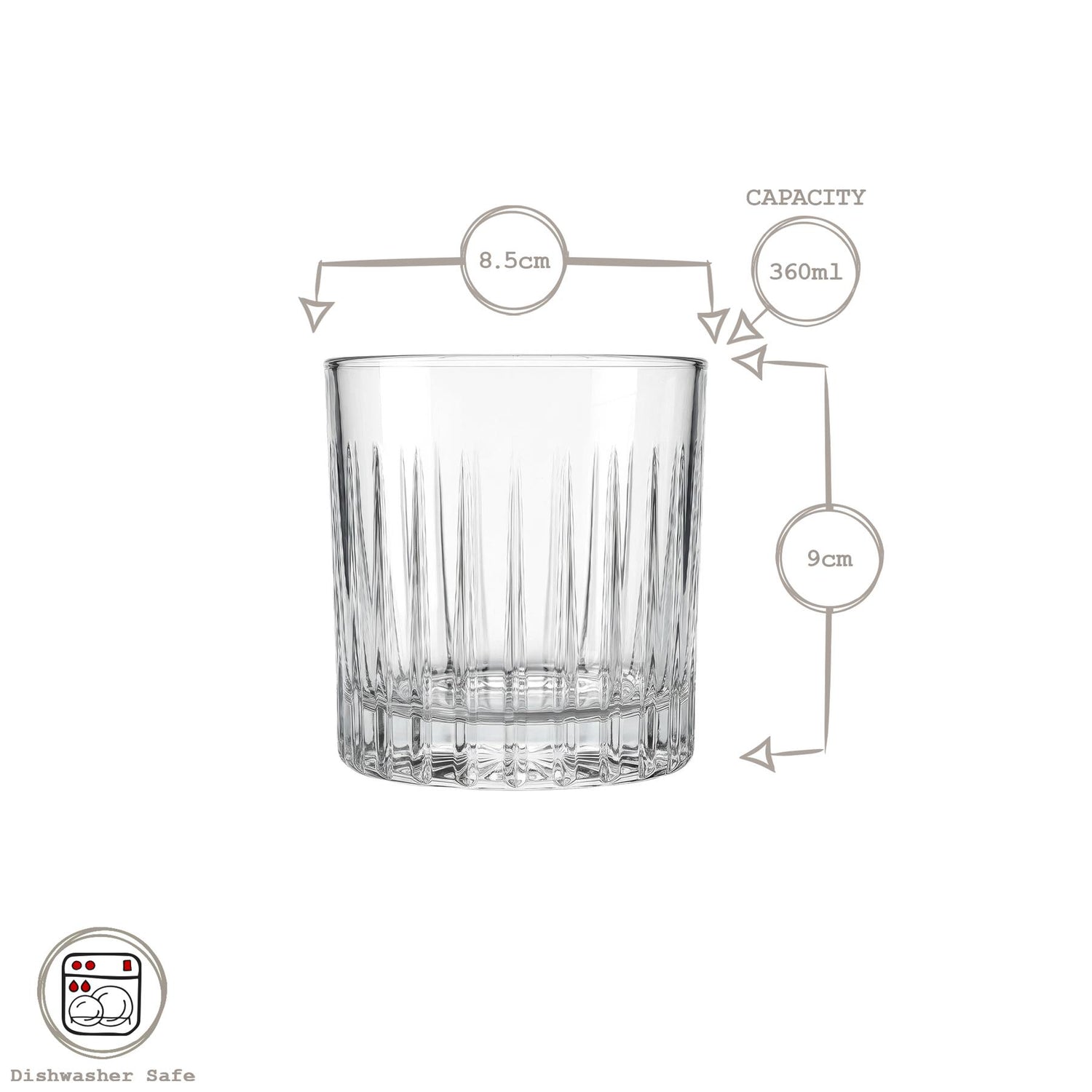 360ml Timeless Crystal Double Whisky Glasses - Pack of 6