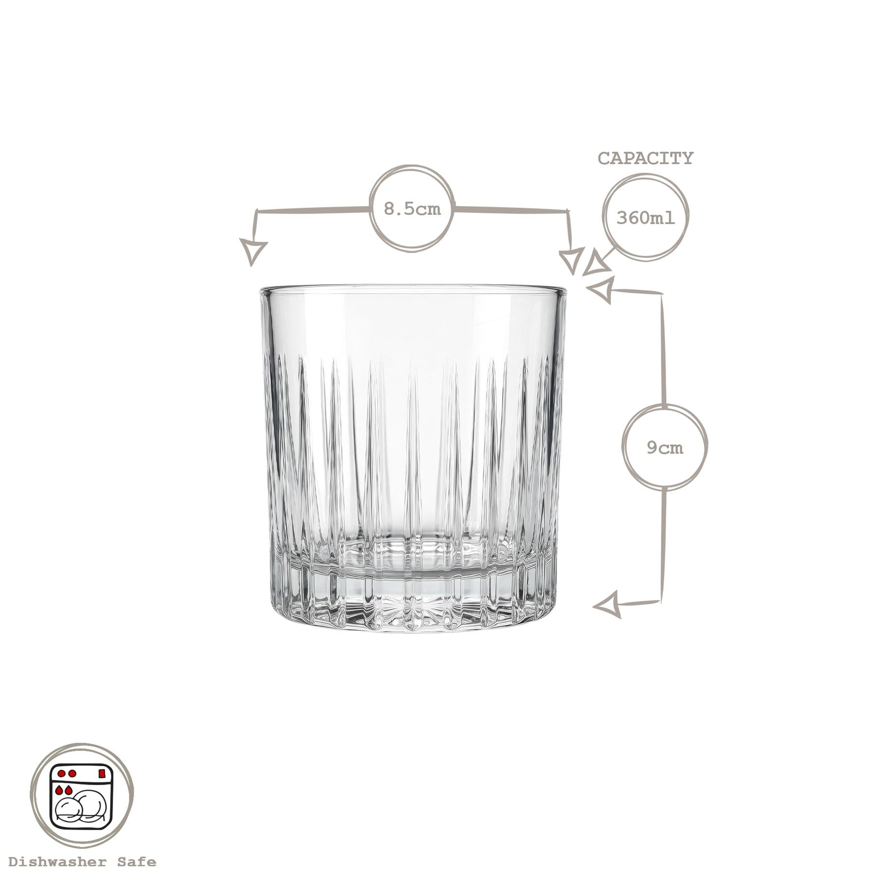 360ml Timeless Crystal Double Whisky Glasses - Pack of 6