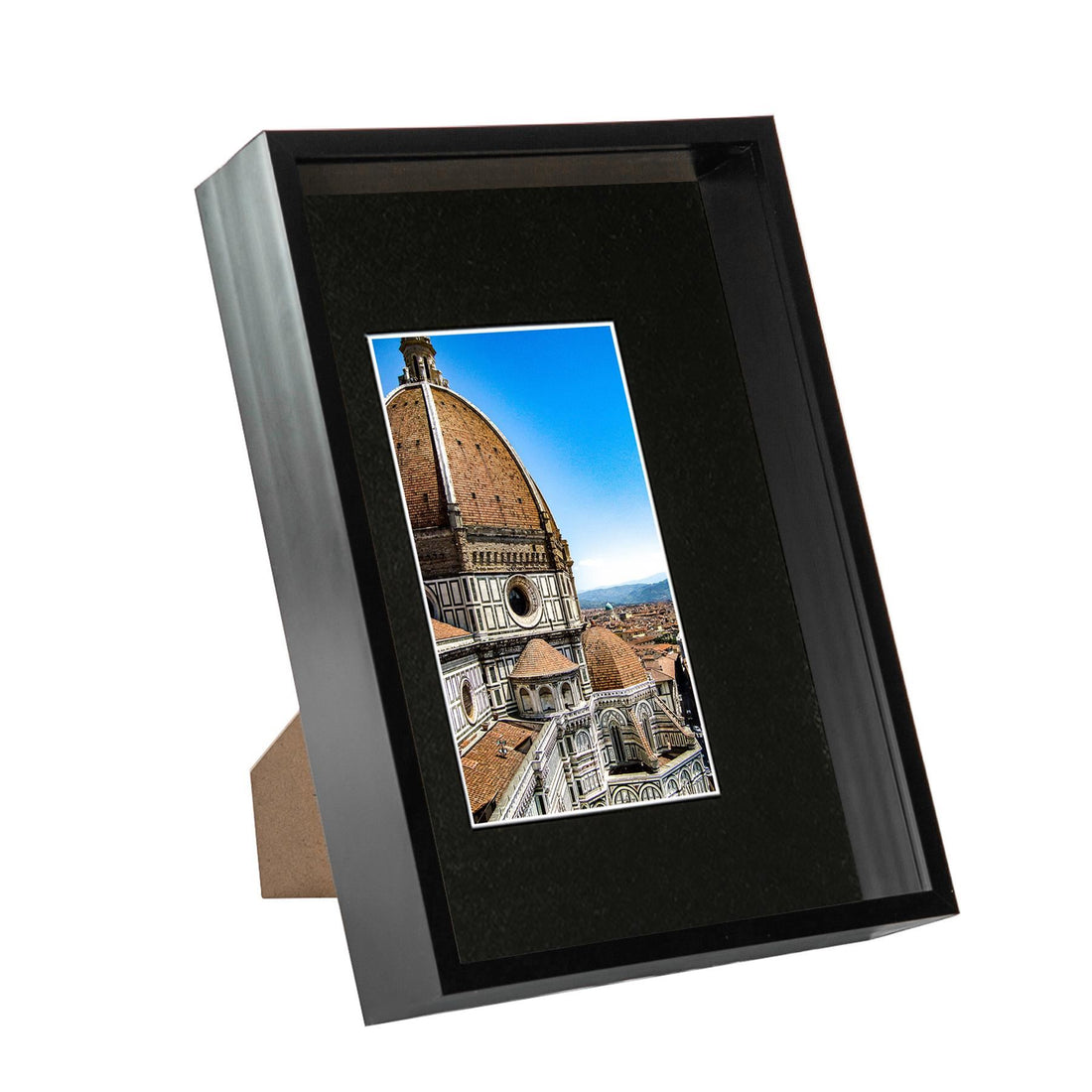 Black A4 (8" x 12") Deep Shadow Box Photo Frame with A5 Black Mount