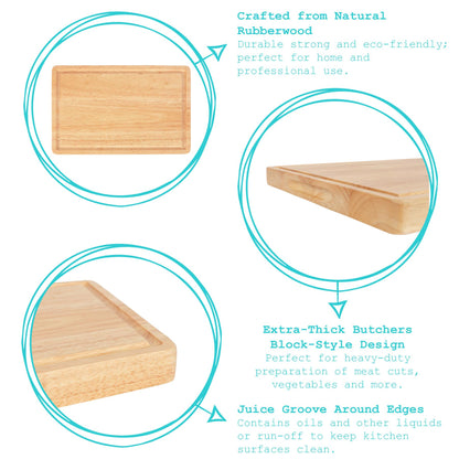 Wooden Butchers Block Chopping Board - 30cm x 20cm