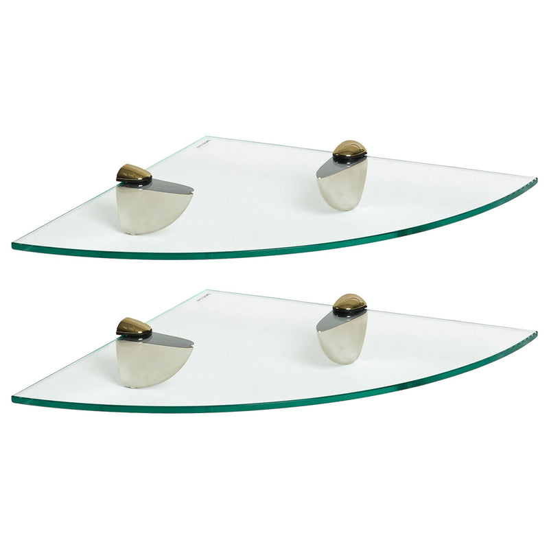 Floating Glass Bathroom Corner Shelves - 30cm - Pack of 2 - By Harbour Housewares