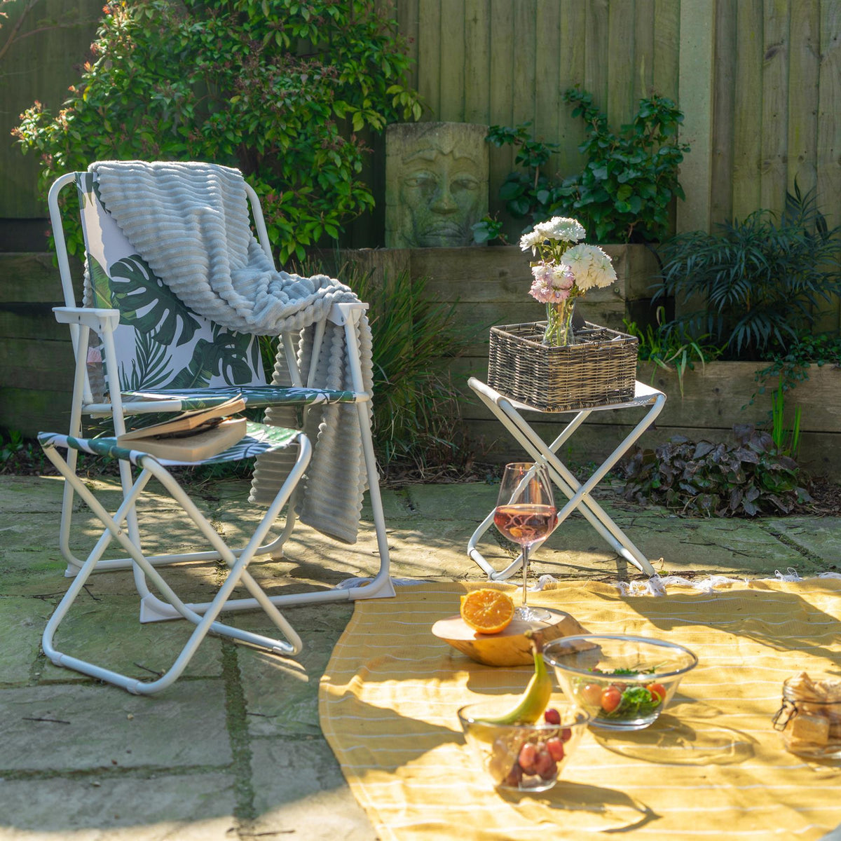 Banana Leaf Folding Metal Beach Chairs - Pack of 2