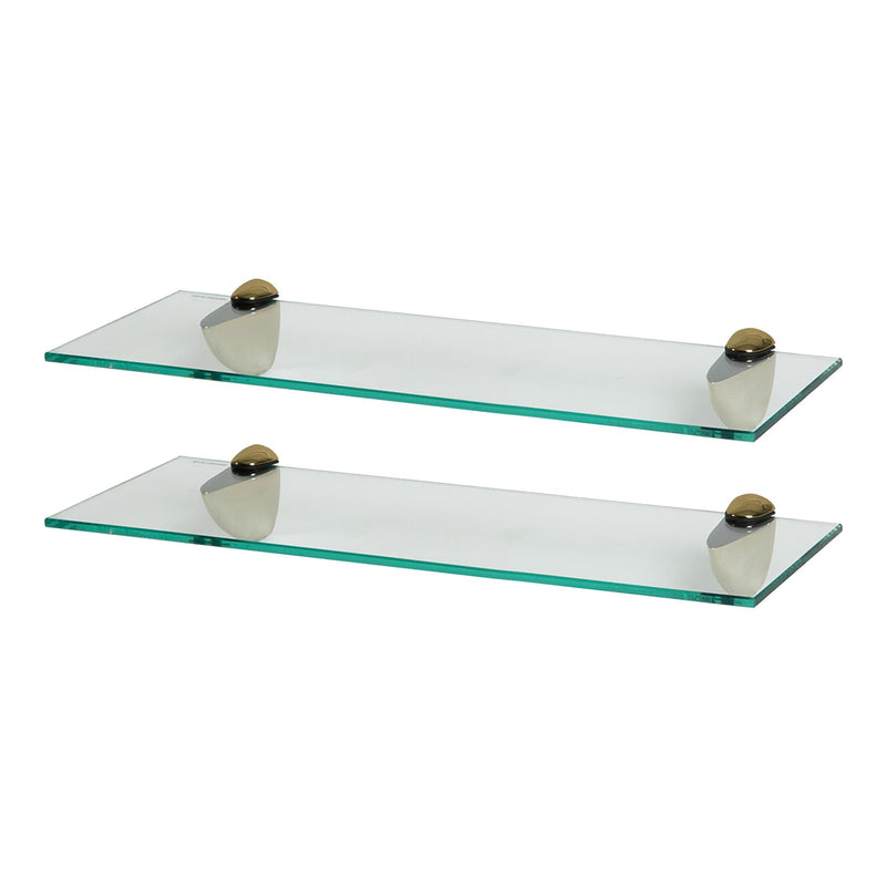 Floating Glass Bathroom Shelves - 50cm - Pack of 2 - By Harbour Housewares