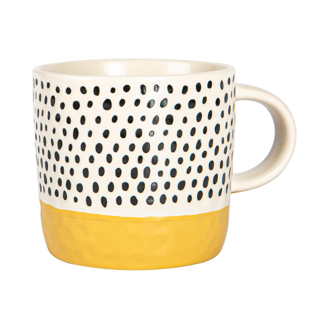 385ml Mustard Two-Tone Polka Dot Stoneware Coffee Mug