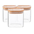 680ml Square Glass Storage Jars with Wooden Lid - Pack of 3 - By Argon Tableware