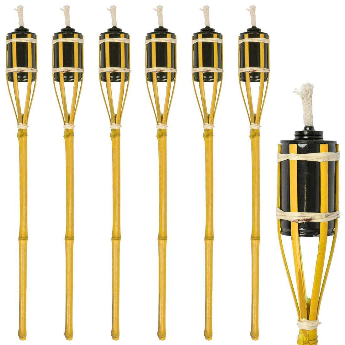 Yellow 60cm Bamboo Garden Fire Torches - Pack of 6
