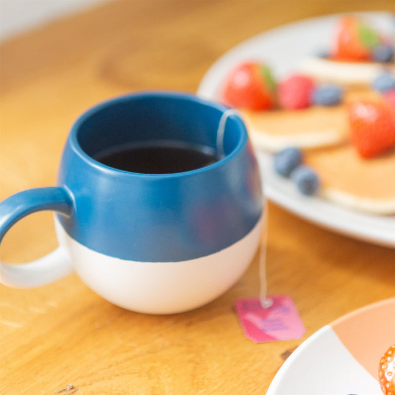 340ml Colour Block Sphere Stoneware Mugs - Navy - Pack of 4 - By Nicola Spring